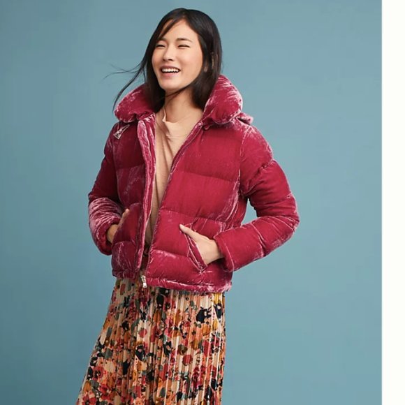 Rachel Antonoff x Anthropologie Peggy Velvet Puffer Jacket Women's Size M - Picture 11 of 16